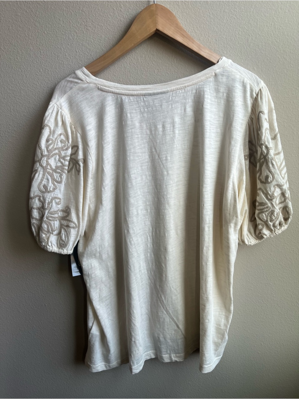 Embroidered Puff Sleeve Cream Top by Style & Co • Size 2X • NWT - Picture 3 of 6